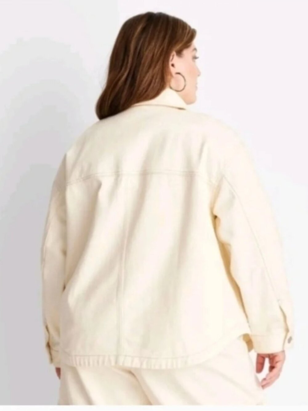 Future Collective Cream Oversized Contrast Stitch Denim Jacket new without tags - Picture 8 of 8